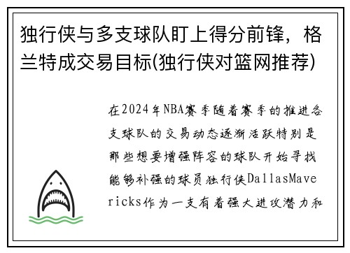 独行侠与多支球队盯上得分前锋，格兰特成交易目标(独行侠对篮网推荐)
