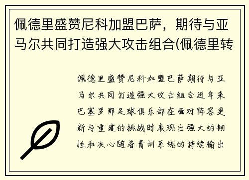 佩德里盛赞尼科加盟巴萨，期待与亚马尔共同打造强大攻击组合(佩德里转会巴萨)
