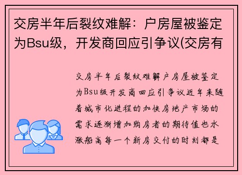 交房半年后裂纹难解：户房屋被鉴定为Bsu级，开发商回应引争议(交房有裂缝怎么办)